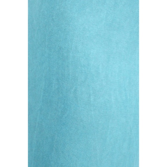 Bright Aqua Blue Boho Mineral Wash Stretch Flared Bell Bottom Casual Pants - Picture 5 of 6